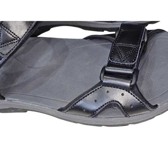 Vionic Men\'s Size 9 Canoe Leo Black Leather Straps Sport Sandals Comfort Shoe